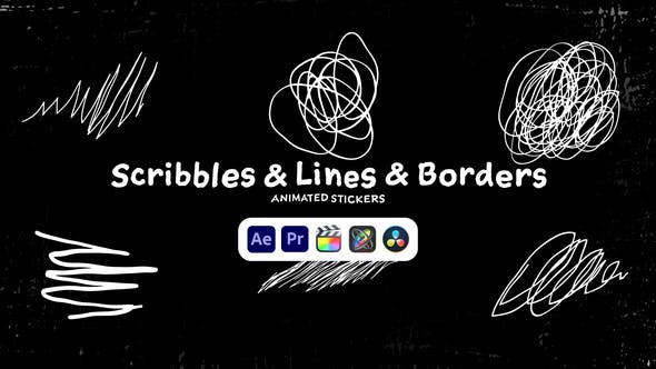 Videohive 50571488: Scribbles & Lines & Borders Animated Stickers