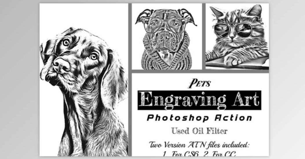 Enhance Your Images with Pets Engraving Art Photoshop Action - 92032571