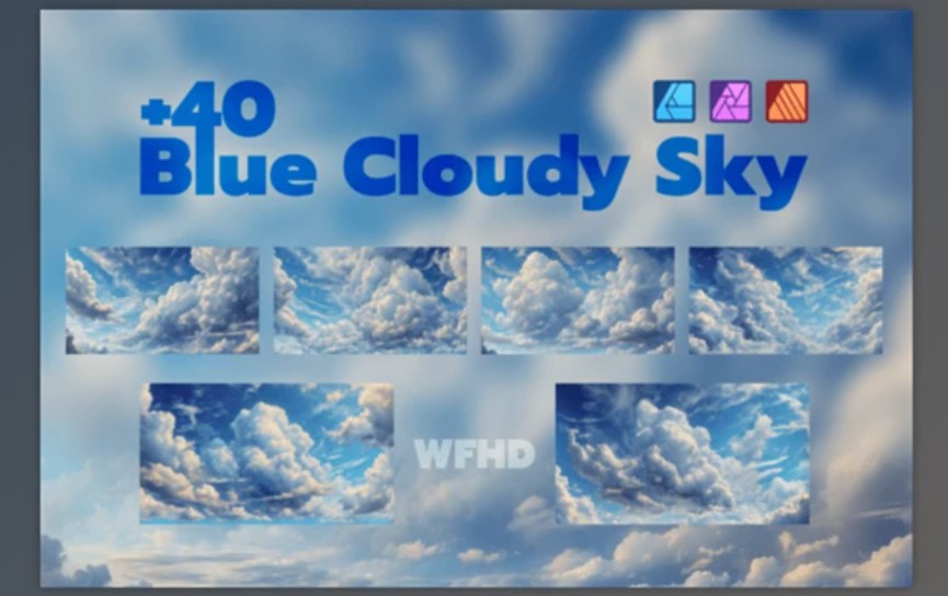 Elevate Your Designs with Affinity Blue Cloudy Sky Set | AFAssets