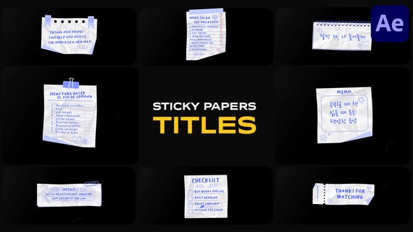 Videohive 48823451 Sticky Papers Titles for After Effects on GFXHive