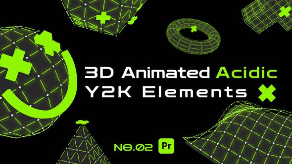 Download of 3D Animated Acidic Y2K Elements V.2 for Premiere Pro - GFXHive