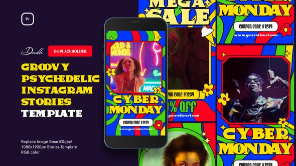 Videohive 41767607: Groovy Psychedelic Instagram Stories MOGRT