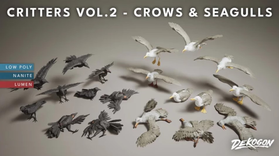 Download - Unreal Engine - Critters VOL.2 - Crows & Seagulls v5.3