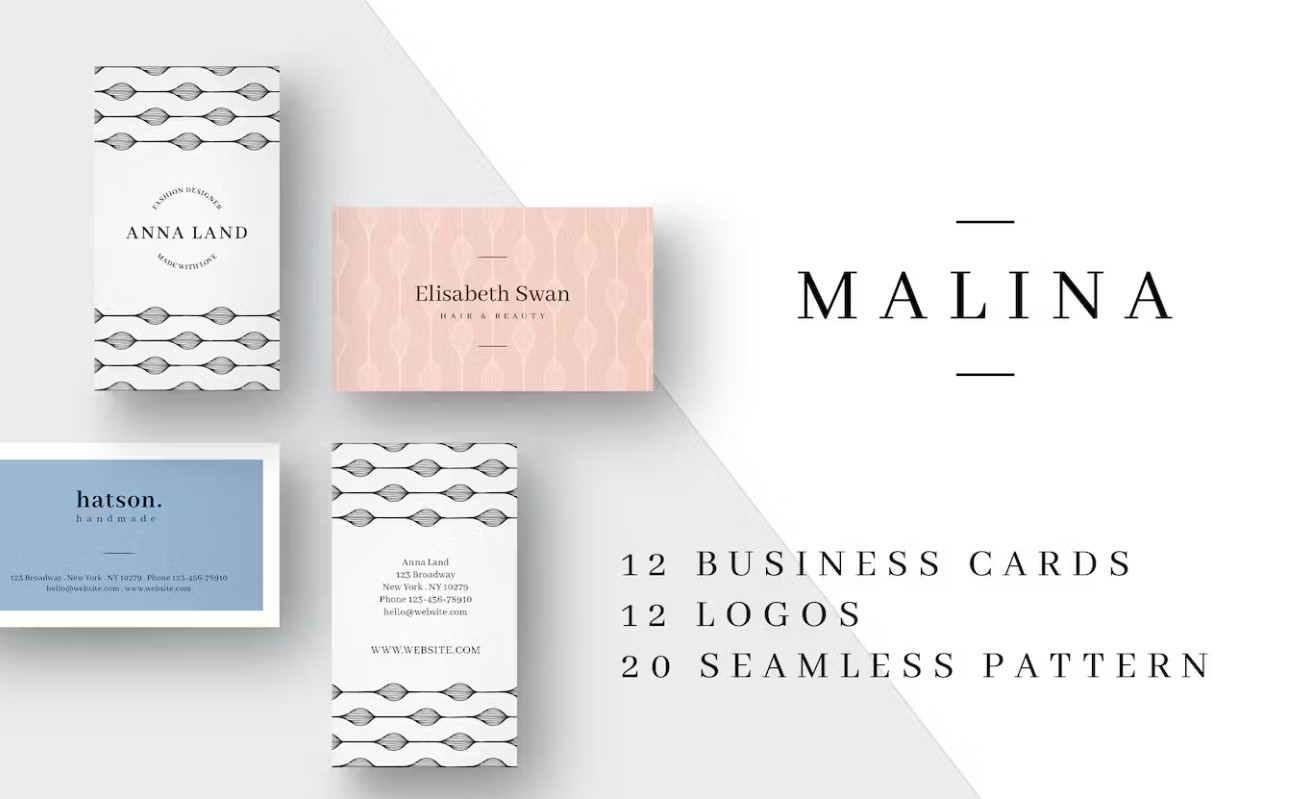 Elevate Your Brand: MALINA Business Cards + Logos on GFXHive