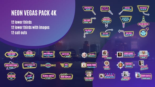 Neon Vegas with the Videohive 33558977 Neon Vegas Pack 4K