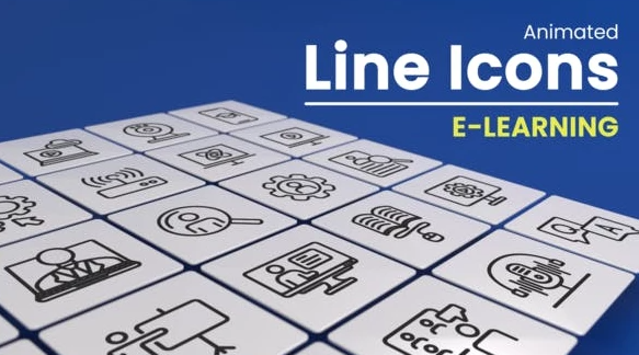 50 Animated E-Learning Line Icons (Videohive 50925532) - AE Project