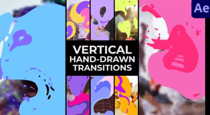 Vertical Liquid Hand Drawn Transitions | After Effects