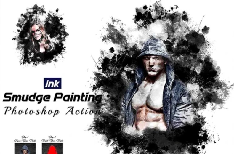 Ink Smudge Painting Photoshop Action: Download on GFXHive