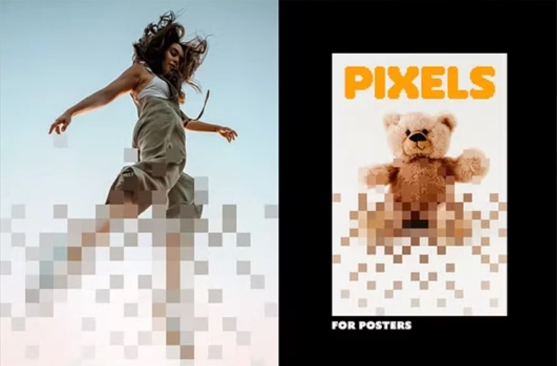 Unlock Creativity with Pixel Dispersion Poster Photo Effect - 92074880