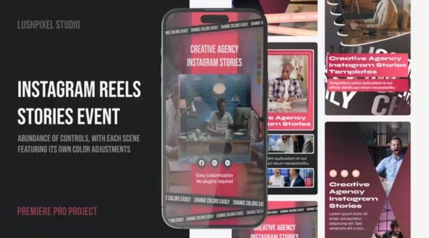 Download: "Instagram Vertical Reel" Premiere Pro Template on GFXHive!