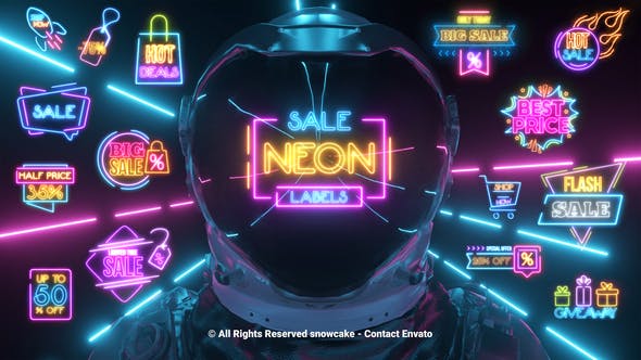 Videohive 51603872 Sale Labels Neon, GFXHive