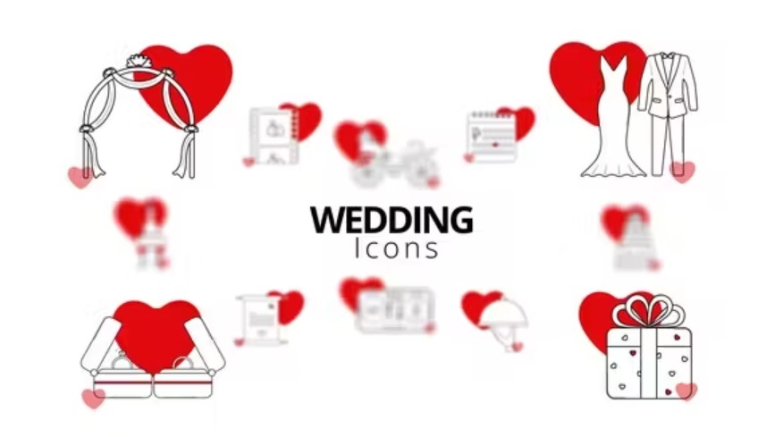 Download Videohive 51941185 Wedding Icons on GFXHive