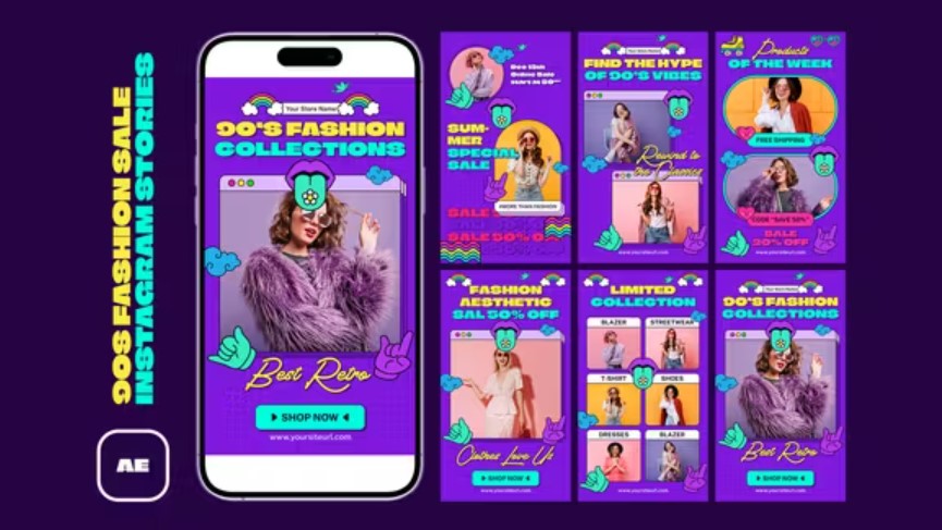 Videohive 51968622 90s Fashion Sale Instagram Stories, GFXHive