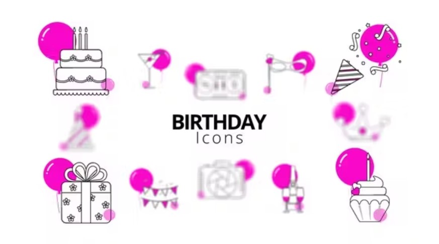 Videohive 52149121 Birthday Icons, GFXHive