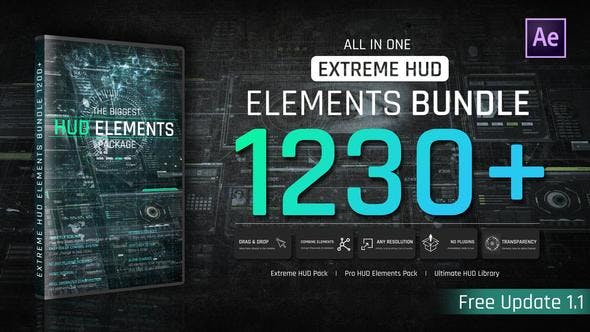 Videohive 44273741 Extreme HUD Elements Bundle 1200+