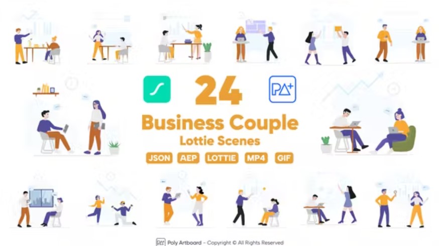 Videohive 52314770 Business Couple Lottie Scenes, GFXHive