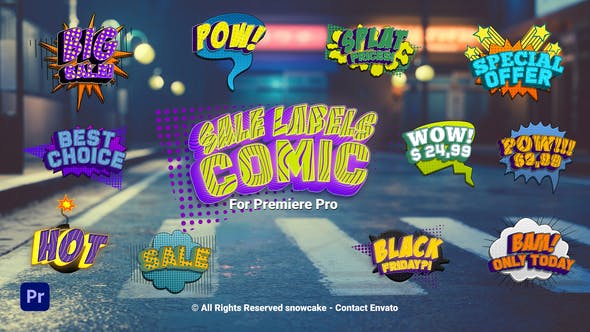 Videohive 52230454 Sale Labels Comic For Premiere Pro, GFXHive