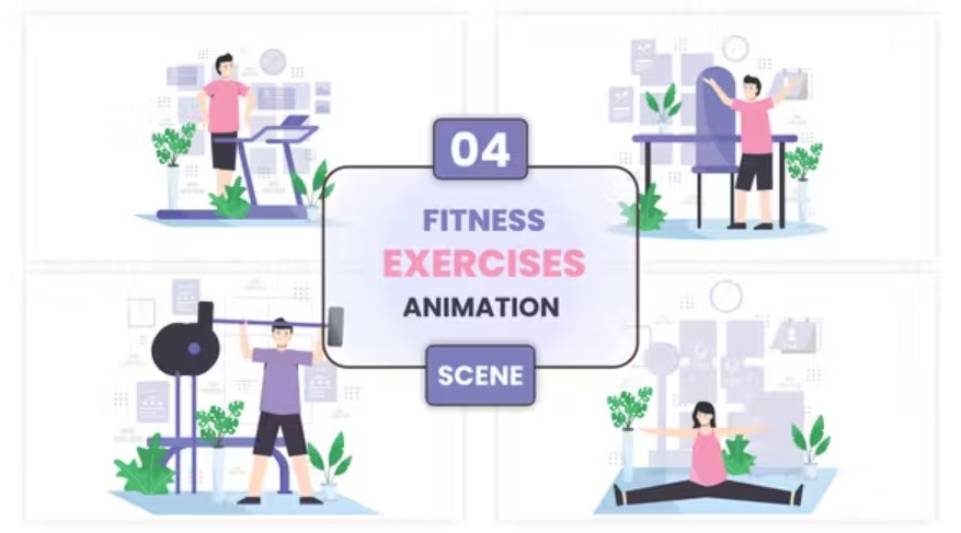 Videohive 52775078 Fitness and Exercise Illustration Animation Scene