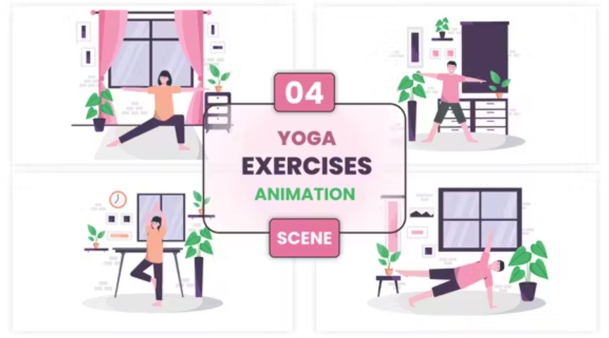 Videohive 52774876 Yoga Exercises Concept Illustration Scene