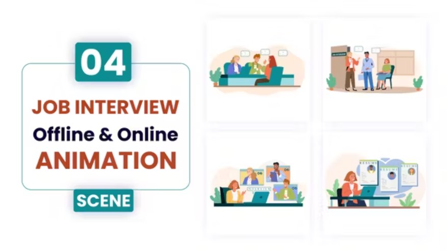 Videohive 52845562 Job Interview Offline & Online Scene Animation