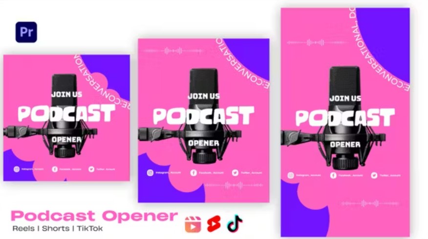 Videohive 52613643 Podcast Opener | MOGRT | Instagram Shorts Tik Tok