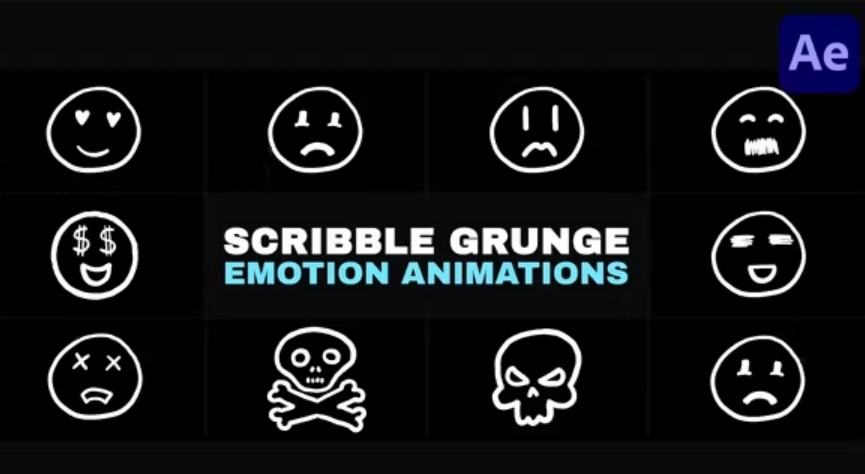 Videohive 53579327 Minimal Scribble Grunge Emotion Animations