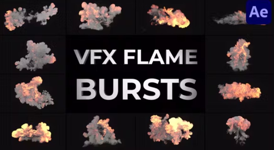 Videohive 53628232 VFX Flame Bursts for After Effects