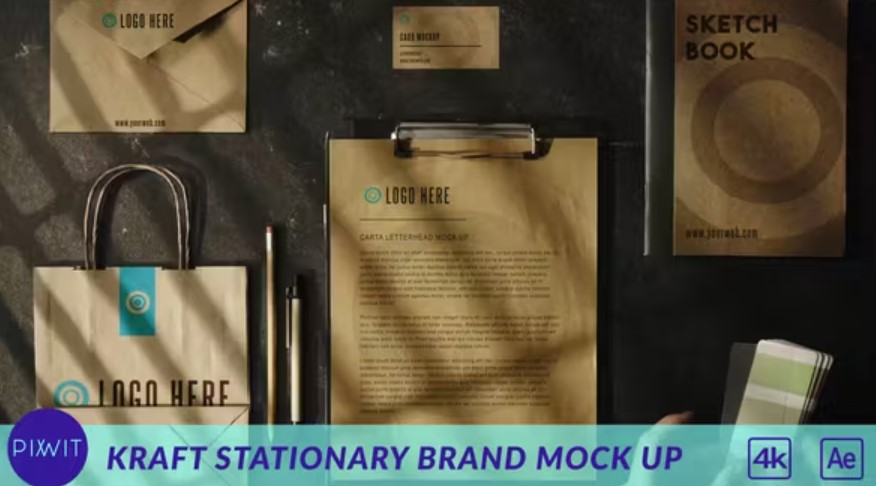 Videohive Template: Kraft Stationary Brand Mock Up - GFXHive