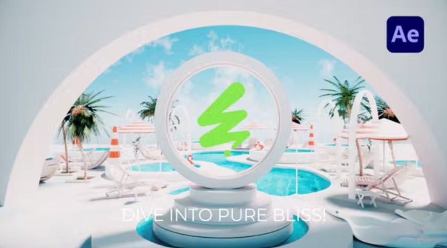 Videohive 53727517 Poolside Paradise Logo Reveal Template