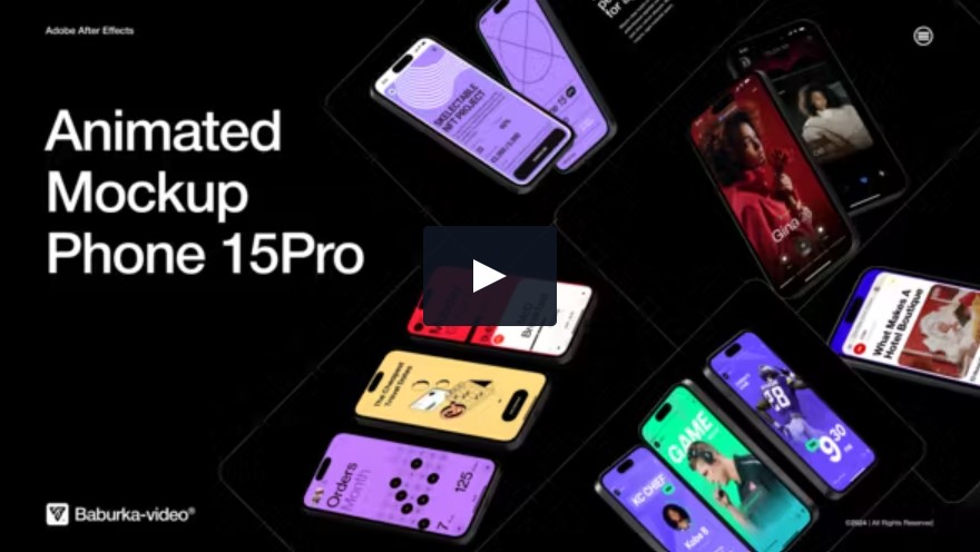 Download: Videohive 50280708 Animated Mockup for Phone 15Pro