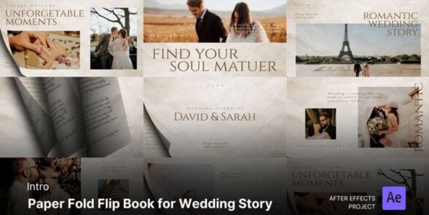 Videohive 54301998 Intro: Paper Fold Flip Book for Stunning Wedding Story Effects | GFXHive