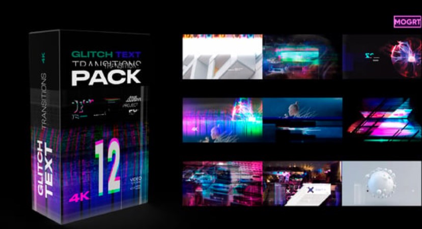 Videohive 54337281 Glitch Text Transitions Pack 12 | MOGRT