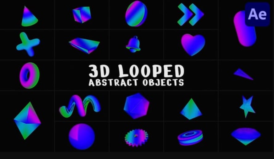 Videohive 54499238 3D Looped Abstract Objects for After Effects