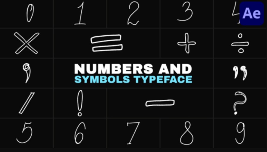 Videohive 54519627 Numbers And Symbols Typeface | After Effects