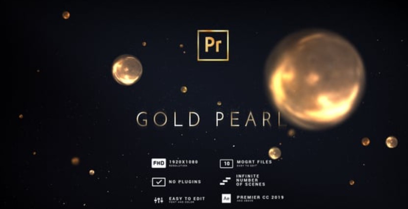 Videohive 54349079 Awards Titles | Gold Pearls MOGRT