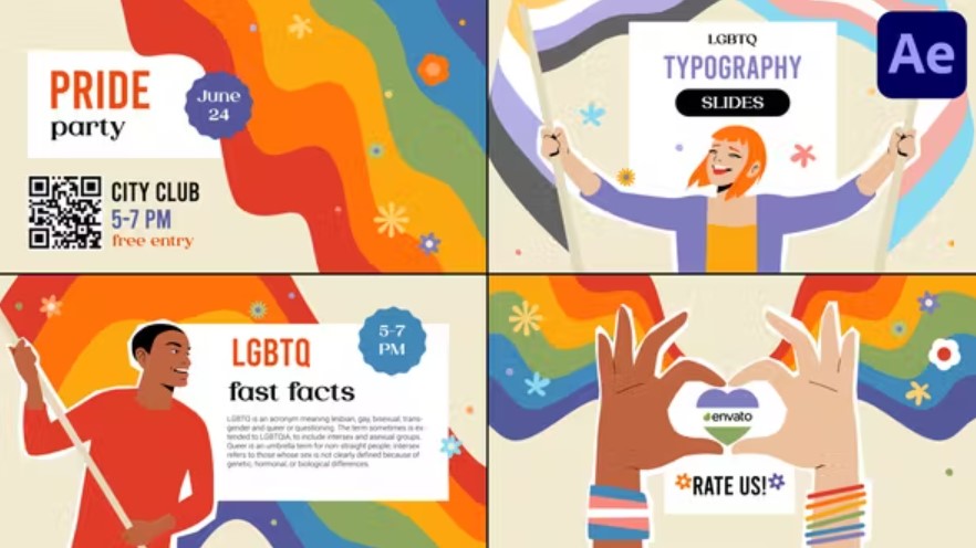 Videohive 50327838 LGBTQ Typography Slides for After Effects