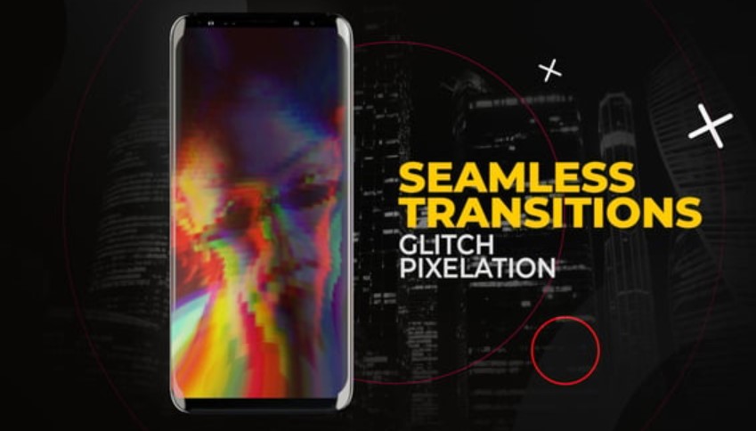 Videohive 54574641 Vertical Glitch Pixelation Transitions | GFXHive