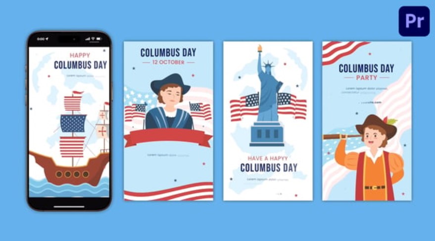 Videohive 54601372 Happy Columbus Day Instagram Stories | MOGRT