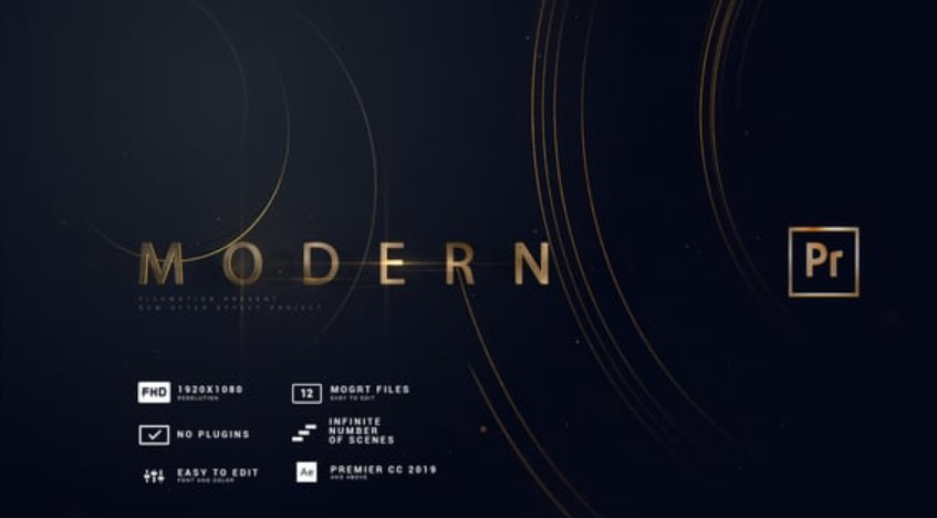 Videohive 54327899 Modern Titles | Golden Circles MOGRT