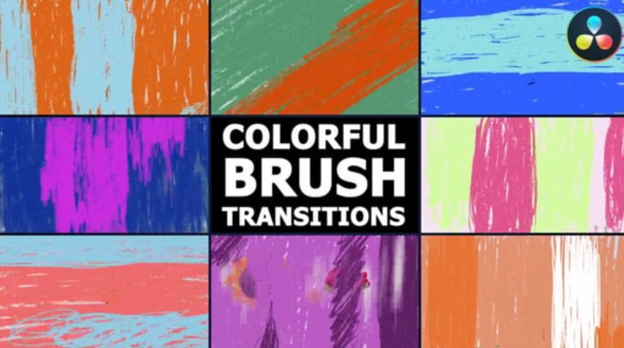 Videohive 54600734 Colorful Brush Transitions | DaVinci Resolve