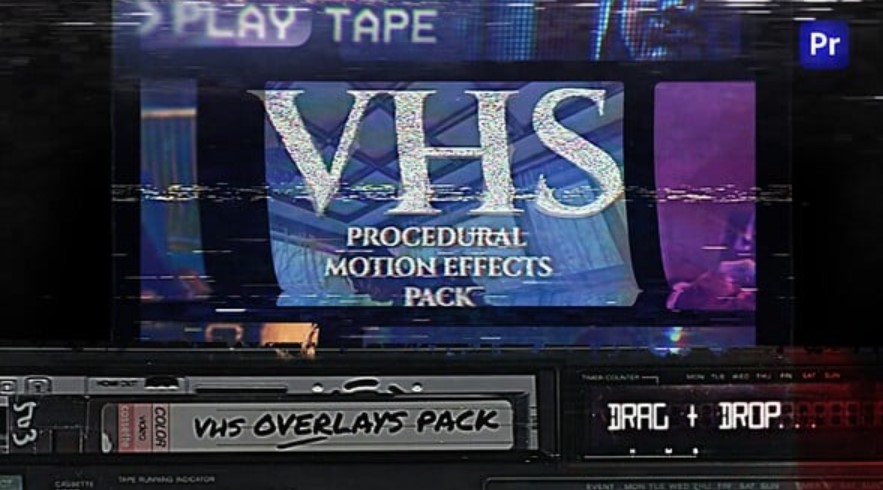 Videohive Procedural Distortion Effects for Premiere Pro: VHS Overlays, VCR, Retro CRT, Old TV