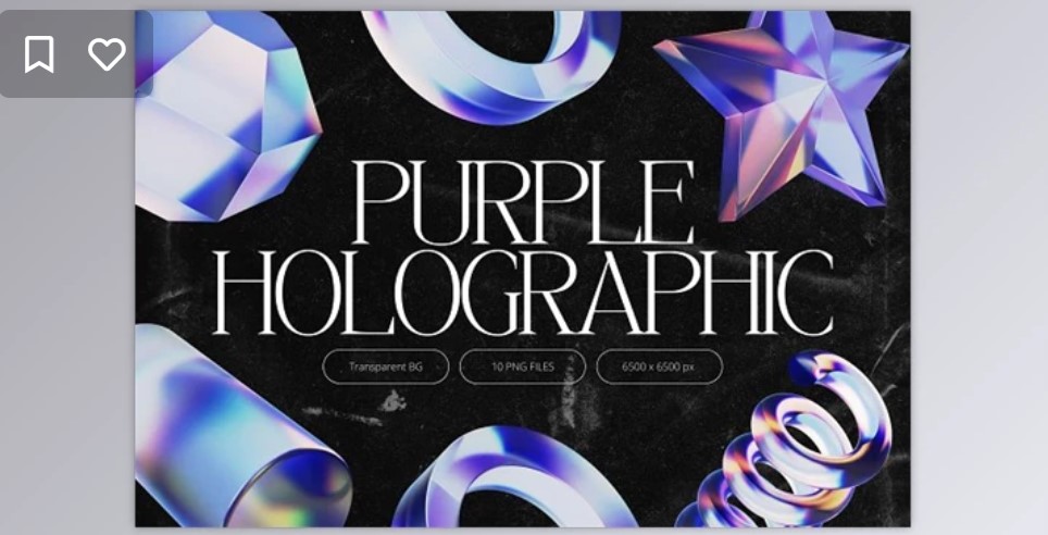 Download: 3D Purple Holographic Shapes from Creativemarket