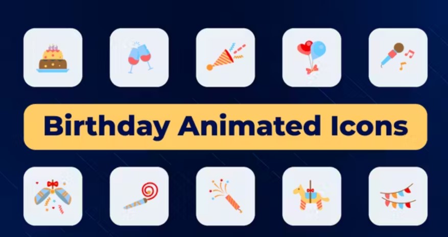 Videohive 50385482 Birthday Animated Icons