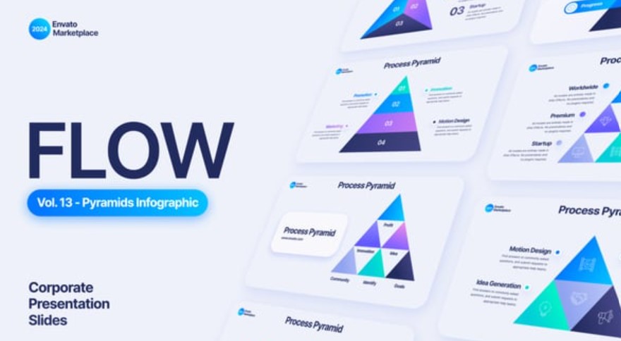 Videohive 55290377 Flow - Pyramids Infographic Scenes Pack | GFXHive