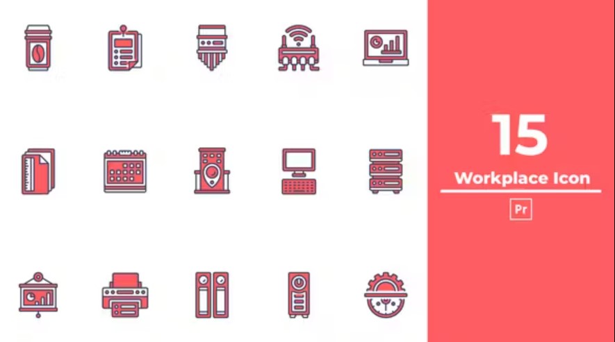 Videohive 50406640 Workplace Icon Set for Premiere Pro