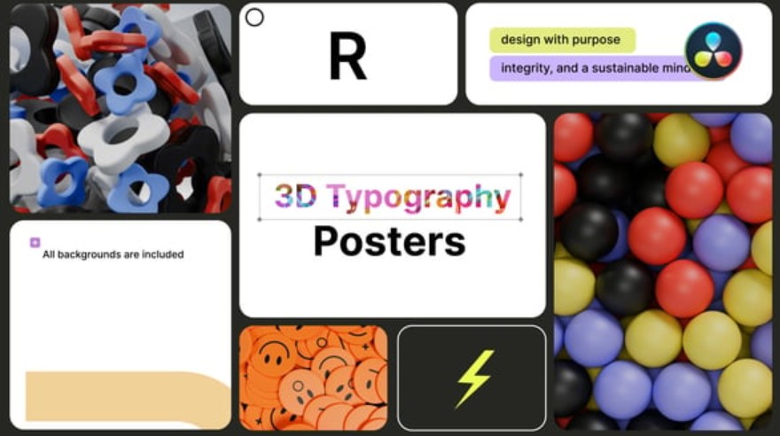 Videohive 55327946 Typography Posters 3D for DaVinci Resolve