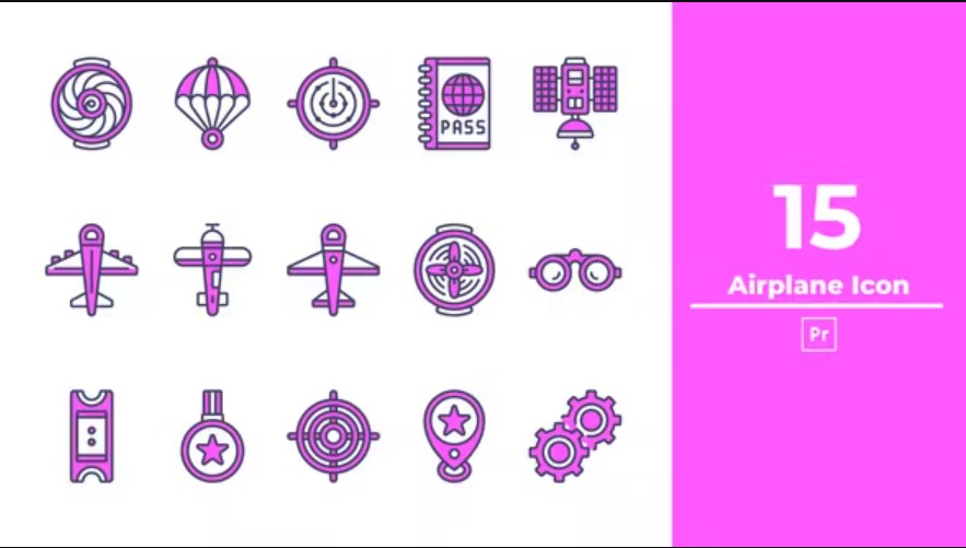 Videohive 50406698 Airplane Icon Set for Premiere Pro