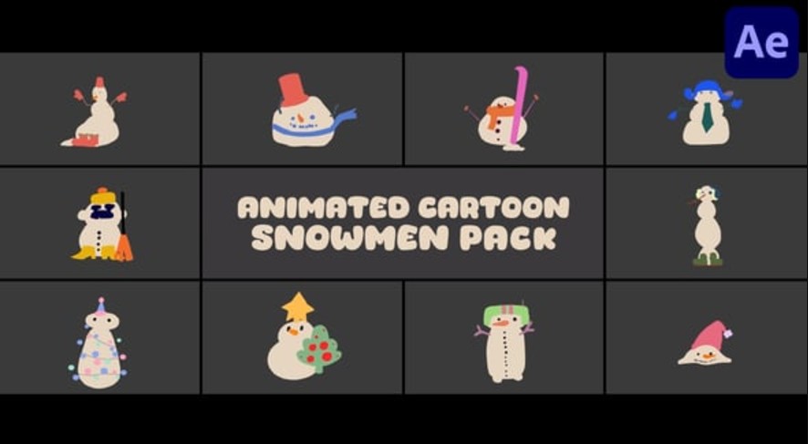 Videohive 55460915 Cartoon Snowmen for After Effects