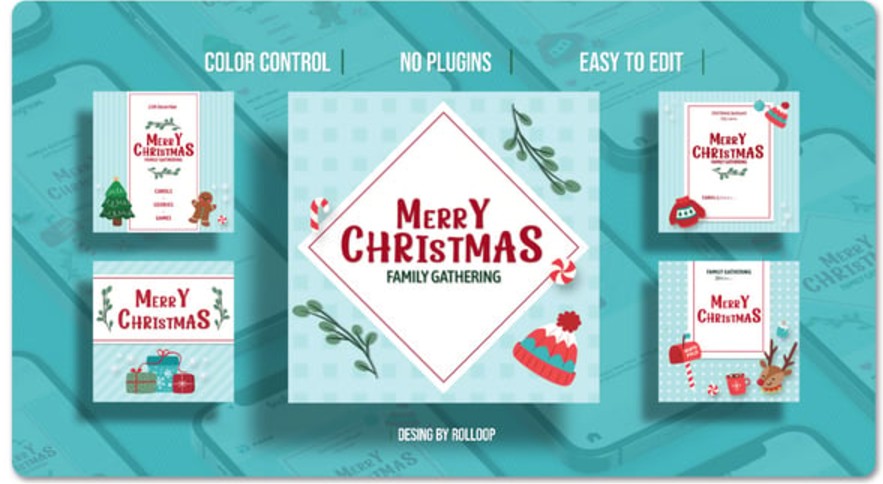 Videohive 55602583 Merry Christmas Posts V1