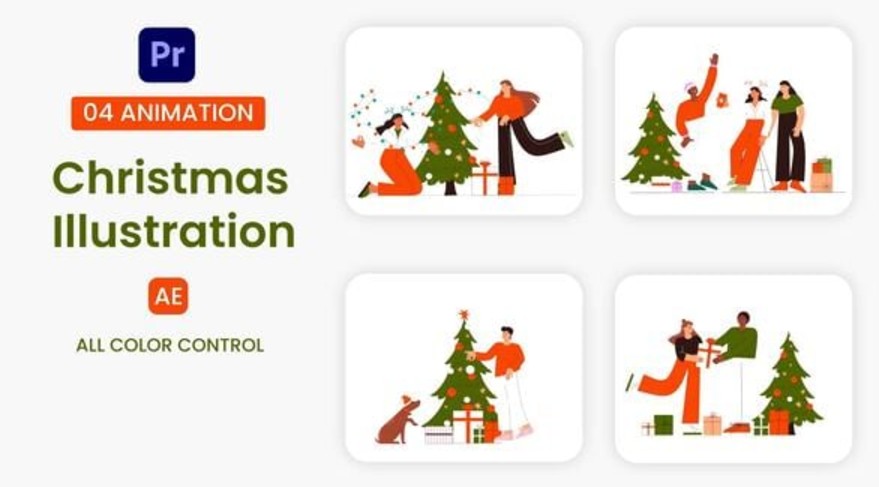 Videohive 55634405 Merry Christmas & New Year Illustration Scene MOGRT Template